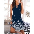 thumbnail image 1 of Estampado de moda cuello redondo vestido sin mangas vestido delgado mancha Eccomum Azul Flor Blanca M, 1 of 4