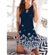 thumbnail image 1 of Estampado de moda cuello redondo vestido sin mangas vestido delgado mancha Eccomum Azul Flor Blanca XL, 1 of 4