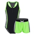 thumbnail image 1 of dPois Kids Girls 2Pcs Swimsuit Tankini Boho Print Racerback Bodysuit with Bootyshorts Bathing Suit Fluorescent Green 10, 1 of 6