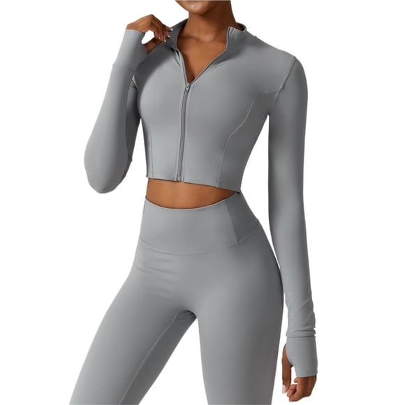 Chaqueta de Yoga for mujer, chaqueta de Yoga deportiva for correr al aire libre con cremallera, chaqueta de manga larga, ropa de Yoga de secado rápido for niñas