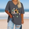 thumbnail image 2 of Sexlip Womens Swimsuit Set Sunflower Accent Print Cover Up Design V Neck Short Sleeve Flowy Silhouette Quick Dry Fabric for Beach Outings Gray XXL, 2 of 4