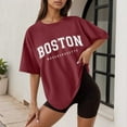 thumbnail image 2 of Afdoent Womens Tops Letter Printed Crew Neck Short Sleeve Loose T Shirt Casual Tee Shirts Vacation Clothes 2026, 2 of 4