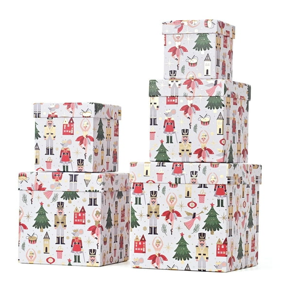 Conjunto Anidado de Cajas de Almacenamiento de Papel FAIR Navidad de 5 Tamaños