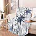 thumbnail image 2 of Blue Christmas Snowflake Pattern Round Blanket,Comfortable Soft Flannel Throw Blanket,All Season,Warm Lightweight Blankets for Sofa Bed Couch Living Room Chair 60"x60", 2 of 5