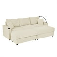 thumbnail image 2 of Miekor Furniture Modern Sofa bed with Storage, with 2 Ottomans, Deep Seat Sofa with Cup Holders & Phone Holder, Beige Corduroy Couch for Living Room 17734, 2 of 11