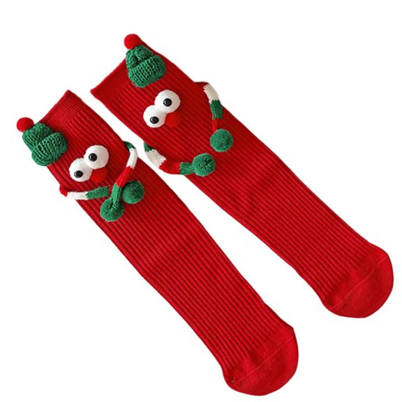 Acahhotxx Women Socks, Festival Christmas Socks for Adults Kids Middle Tube Socks with Cartoon Big Eyes Holiday New Year Stockings Hosiery