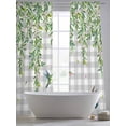 thumbnail image 5 of Spring Plants Sheer Curtains 96 Inch Length 2 Panels Set Window Treatments, Watercolor Leaves Birds Flowers Gray Plaid Rod Pocket Semi Curtains for Living Room/Bedroom/Kitchen Décor, 104"W x 96"L, 5 of 7