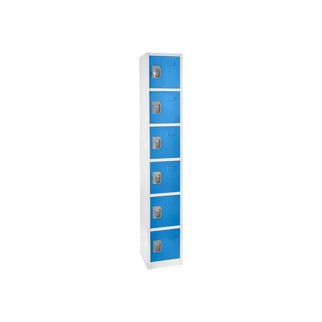 AdirOffice - Casier - 6 Portes - 6 Crochets - Acier Massif - Bleu (Lot de 4)