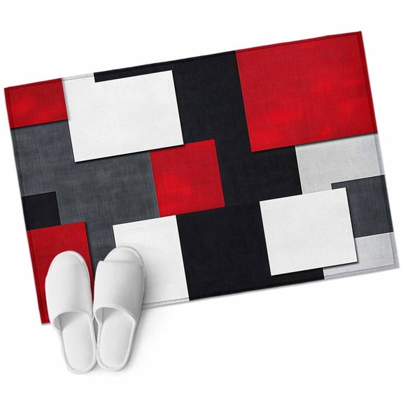 Area Rugs 2x3,Abstract Red Black White Gray Color Block Non Slip Washable Rug Indoor Carpet Soft Floor Rugs for Home Living Room Bedroom Dining Room Office