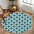 thumbnail image 2 of Round Rug 5Ft Washable Non-Slip, Abstract Geometric Circle Area Rugs for Living Room Bedroom, Vintage Rhombus Circle Texture Green Indoor Floor Mats Carpet Runner for Home Decor Aesthetic, 2 of 8