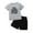 Grey, variant on Hienoo Toddler Boys Outfits Letter Print Short Sleeve T-Shirt and Shorts Set, Black