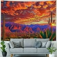 thumbnail image 4 of Chilfamy American Weatern Saguaro Sunset Tapestry Wall Hanging, Desert Cactus Burning Clouds Nature Scene Tapestries, Psychedelic Tropical Plants Tapestry for Bedroom Living Room Drom 60x50inch, 4 of 6