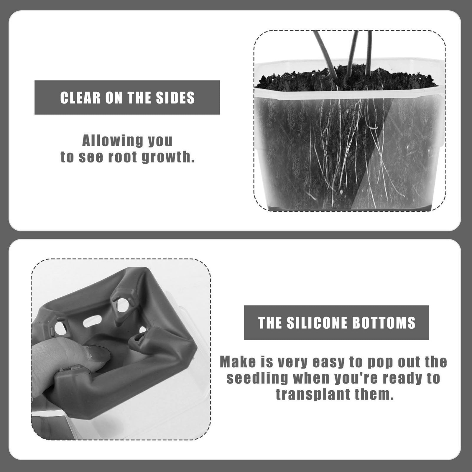 Riousery 20 Pcs Square Silicone Nursery Pot Planters Variety Pack Reusable Seed Starting Pots with Drainage Holes for Indoor Outdoor Plants Gardening Black 3.94 inches / 10 cm