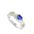 thumbnail image 4 of CHOOSE YOUR COLOR Blue Simulated Sapphire White Simulated Opal Heart Infinity Sterling Silver Ring CZ Female Size 10, 4 of 4