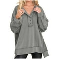 thumbnail image 2 of Xcmzpl Womens Sweatshirts Casual Solid Color Round Neck Sweatshirt Trendy Pullover Tops Tunic Long Sleeve T-shirts Fall Clothes, 2 of 7