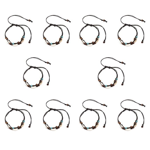 10X Boho Tobilleras de Piedra de Concha de Mar Natural para Mujer Pulsera de Tobillo de Madera con Cuentas en la Pierna Cadena de Pie Tobillera Tobillera JoyeríA de Playa