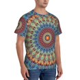 thumbnail image 2 of Vsdgher Round Mandala Print Men's Dry Fit Mesh Athletic Shirts Moisture Wicking Tennis T-Shirt Tops, 2 of 9