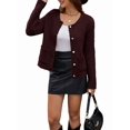 thumbnail image 3 of Women Knit Cardigan Sweaters Fall Fashion Long Sleeve Button Down Trendy Casual Jacket Winter Clothes Dark Wine Red M, 3 of 8