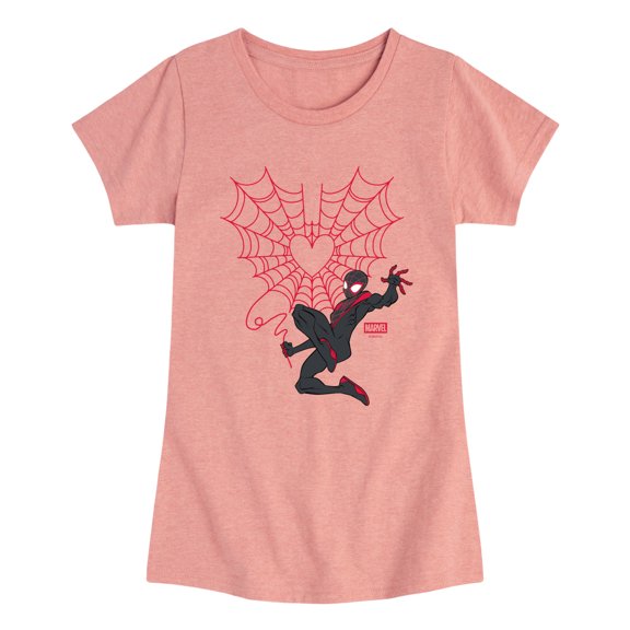 Spider-Man - Miles Morales Web Heart Fitted Short Sleeve Graphic T-Shirt