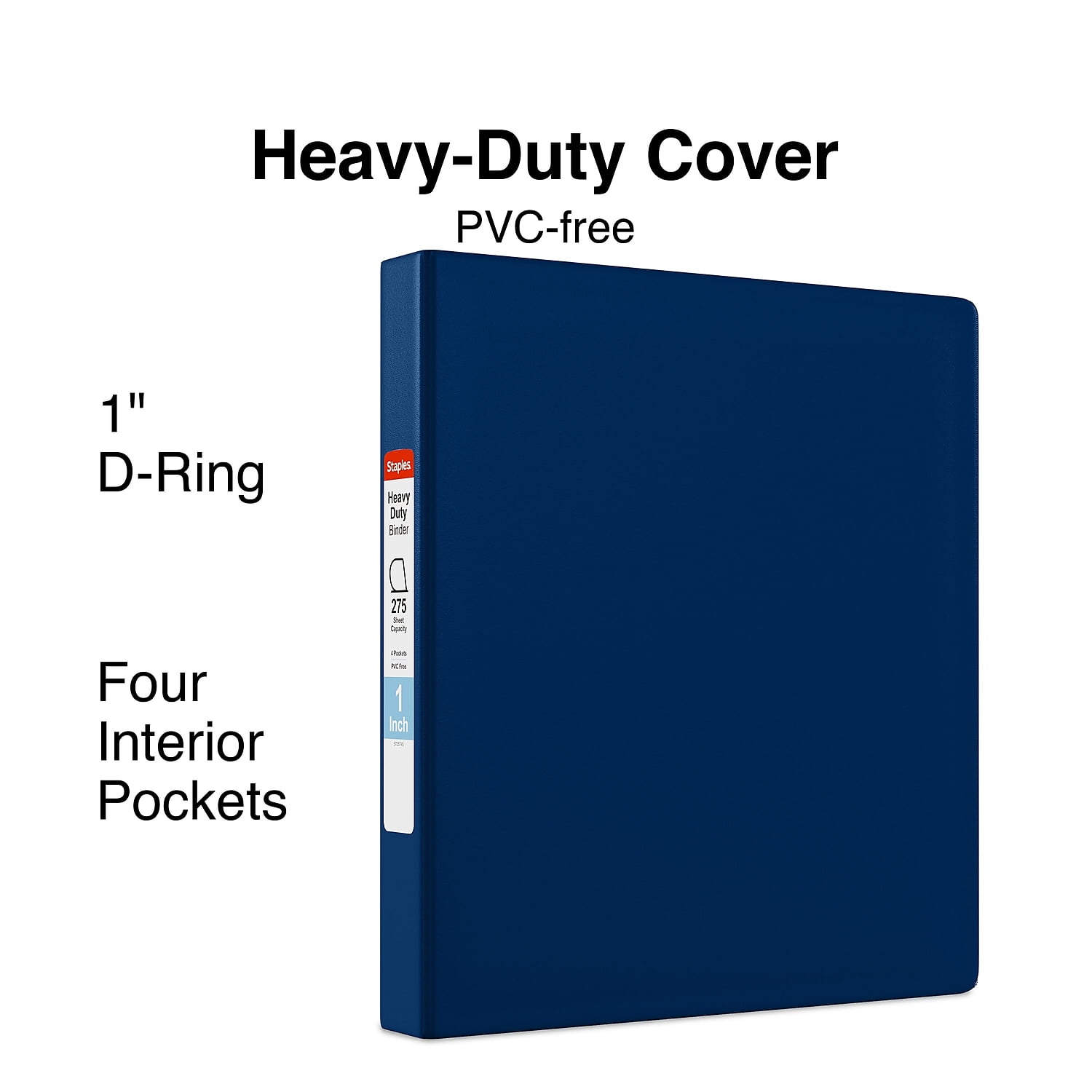 Staples Heavy Duty 1' 3-Ring Non-View Binder Blue (24647) 56272-CC/24647