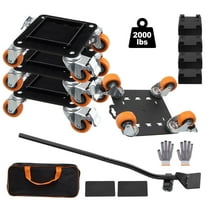 Furniture Lifter Movers Dolly Wheel Roller Bar Hand Tools Set with 360°Brake Rotation 4 Wheels Small Flat Dolly, 2000 Lbs Capacity, Black