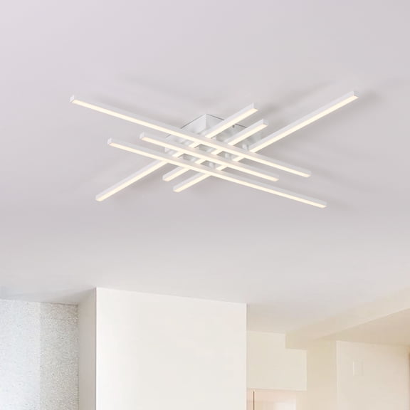 40 in. Linear White Modern Integrated LED Dimmable Flush Mount for Dining Room Living Room, LED 3000K Warm Light