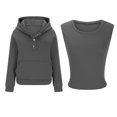 thumbnail image 4 of Womens 2 Piece Sweatsuit Set Oversized Hoodie Tank Top Matching Lounge Outfit Pullover Casual Fall 2025 Dark Gray, 4 of 7