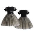 thumbnail image 4 of Lujianch Robe à Sequins pour Filles Robe Noire Manches Courtes Robe Princesse en Maille Robes de Demoiselle d'Honneur Taille 3-4 Ans, 4 of 5