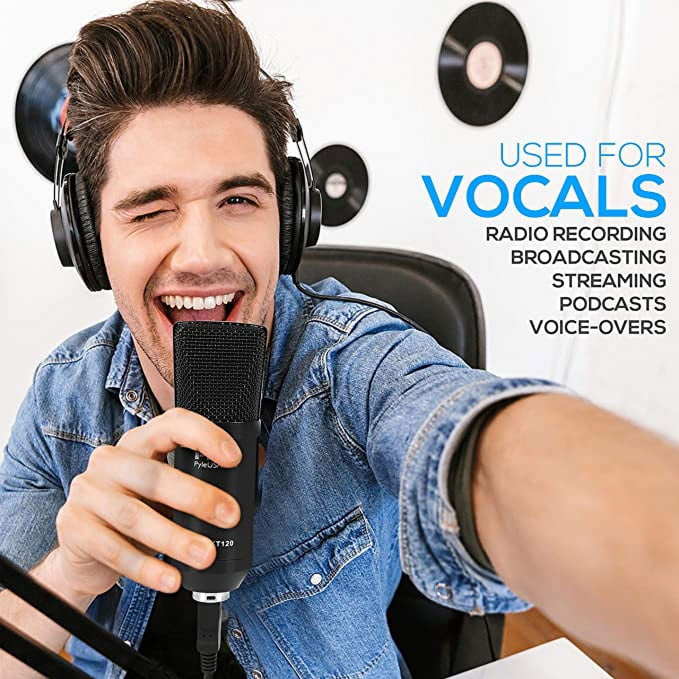 Pyle USB Microphone Podcast Recording Kit Audio Cardioid Condenser Mic w/Desktop Stand & Pop Filter