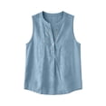 thumbnail image 4 of Gunia Plus Size Tanktops For Women Casual Collar Sleeveless Shirt Comfort Loose Fit Blouse Summer Lightweight Camisole Tops For Women Blue, 4 of 4