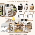 thumbnail image 6 of Extendable Dining Table with Folding Tabletop - Bar Table with Drawers and Power Outlet, Kitchen Island with Wheels and Hooks, Sideboard for Kitchen, Dining Room, Apartment, 6 of 9