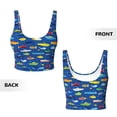 thumbnail image 6 of Rateoe Submarines And Whales Print Womens' Sports Bras Scoop Neck Sports Vest- Padded U Back Seamless High Impact Support, 6 of 7