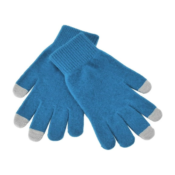 Touch Screen Gloves for Winter, Warm Knitted Gloves, Conductive Fingertips for Smartphone Use Texting Driving Blue