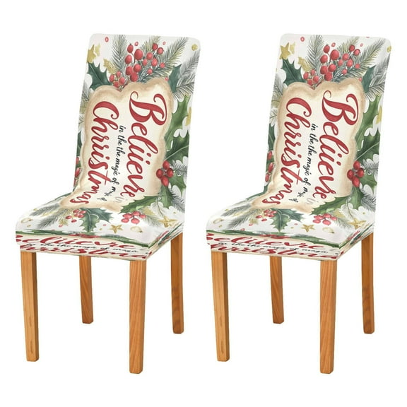 BZSMCE Chairs Slipcovers Dining Chair Covers Red Merry Christmas Elegant Leaf Creative Pattern