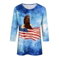 thumbnail image 5 of GEWSEY 3/4 Length Sleeve Womens Tops Casual Loose Fit Crewneck T Shirts Cute Solid Three Quarter Length Tunic Tops (Light Blue, L), 5 of 8