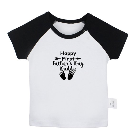 iDzn Happy First Father's Day Daddy Novelty T shirt For Baby, Newborn Babies T-shirts, Infant Tops, 0-24 Months Kids Graphic Tees Clothing