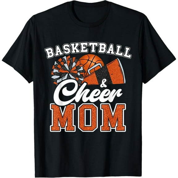 Proud Basketball & Cheer Mom Cheerleader Mom Mama Orange T-Shirt