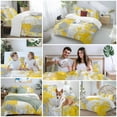thumbnail image 5 of Yellow Gray Abstract 4 Piece Duvet Cover Set Queen Size Graffiti Brush Soft Bedding Set Comforter Cover, 1 Duvet Cover 1 Flat Sheets and 2 Pillowcases, 5 of 9