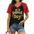 thumbnail image 2 of Uootdi Womens V Neck Tees Game Day Football Print Short Sleeve Shirts Game Days Tailgates Sports Gatherings Blouses Tops Gift, 2 of 6