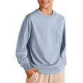 thumbnail image 2 of Akiihool Toddler Boy Long Sleeve Shirt Boys' Long Sleeve Soft Basic T-Shirt(Light Blue,6-7 Years), 2 of 4