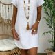 thumbnail image 1 of Vestidos Casuales Con Cuello En V Sueltos, Vestidos De Verano De Manga Corta Con Cuello De Solapa De Longitud Media, Ropa De Mujer, 1 of 4