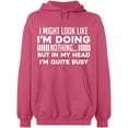 thumbnail image 2 of OXI Hoodie Sweatshirt - Look Like I'm Doing Nothing, Basic Casual Hoodie for Men's and Women Fleece Hoodie Long Sleeve - Safety Pink 2X-Large, 2 of 3