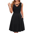 thumbnail image 1 of Vestido sin mangas con tirantes y cuello en V para mujer, informal, con bolsillos sólidos Pompotops ghjkhdj3404, 1 of 9