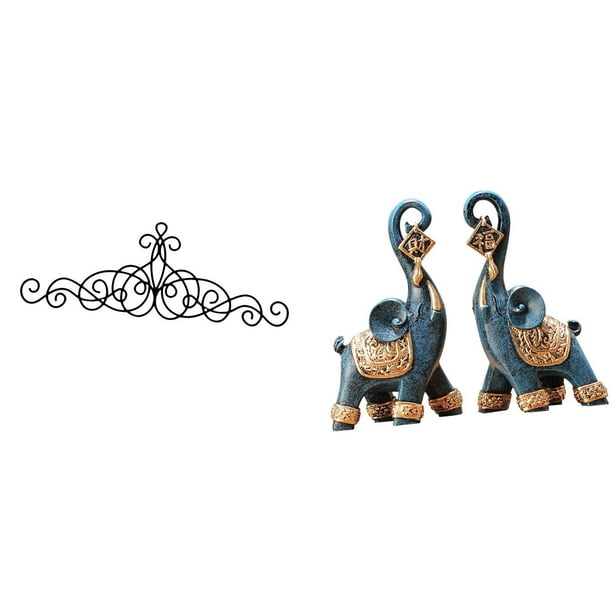 Estatuas De Elefante Modernas De Metal Para Decoración De Pared, Placa Floral Con Pergamino, Escultura Decorativa Para El Hogar, La Oficina, El Interior Y El Exterior, Porche, Valla.