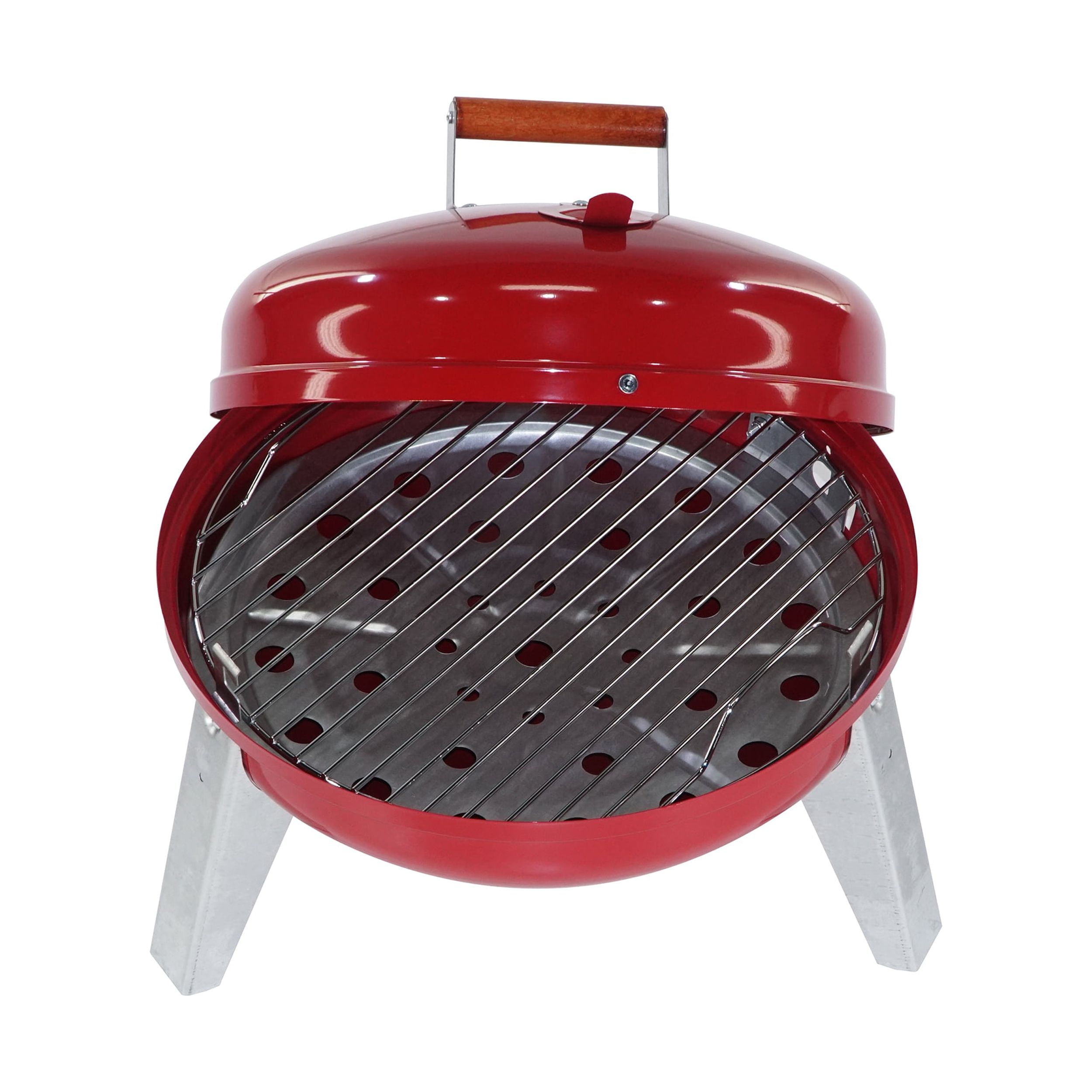 Americana Lock 'N Go Portable Steel Charcoal Grill, 176 Sq. In. Cooking Area, Red