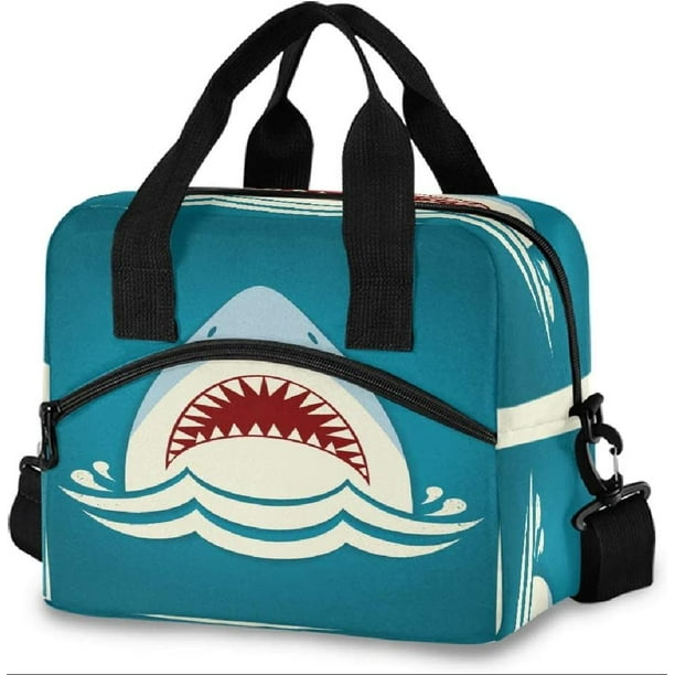 Insulated Cooler Lunch Bag Shark Tooth Jaws Lunch Box for Office Work Picnic Hiking Beach