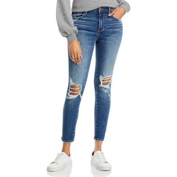 Aqua Womens Marley Denim Destructed Skinny Jeans