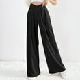 thumbnail image 2 of BLVB Wide Leg Dress Pants for Women Cotton Linen Business Casual Long Office Trousers Palazzo Pants with Pockets, 2 of 5