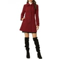 thumbnail image 2 of INSPIRE CHIC Manteau Long d'Hiver pour Femme à Col Peter Pan, à Simple Boutonnage, Rouge Uni, TP, 2 of 5