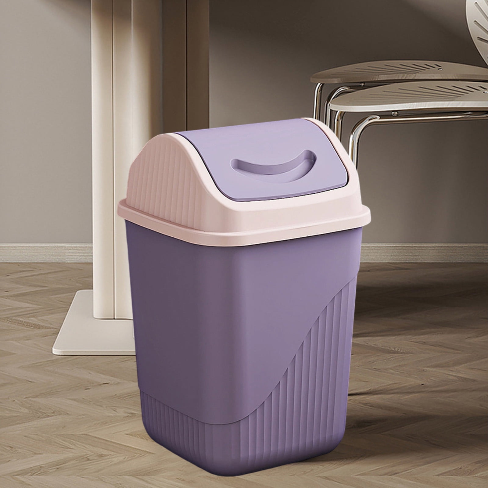 COM1950s Trash Can with Swing Lid,Odor Control Waste Bin for Bathroom and Office,Compact Size Plastic Garbage Bin for Small Spaces